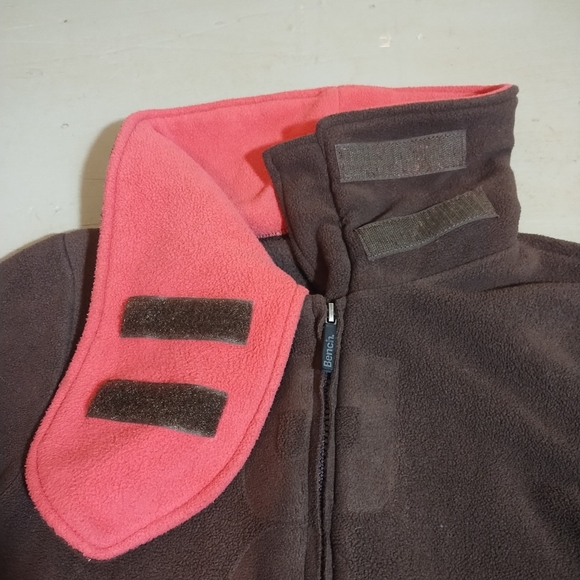 Bench Brown & Pink Zip Up Fleece Jacket Sweater Size Small - Picture 3 of 11